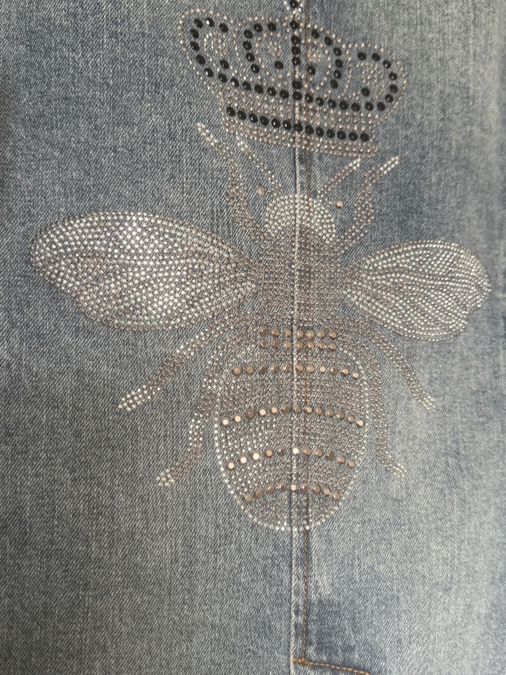 Hipchik Couture Denim Jacket/Blazer with Crystal Bee & Crown Bling - Picture 6 of 7